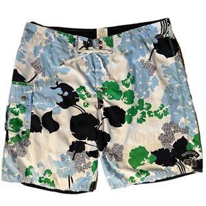QUICKSILVER Mens Swim Trunks Shorts Abstract Floral Size 40